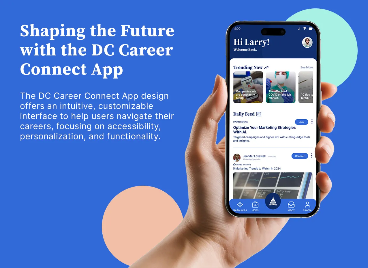 DC Career Connect Mobile App Design by Designity with app description