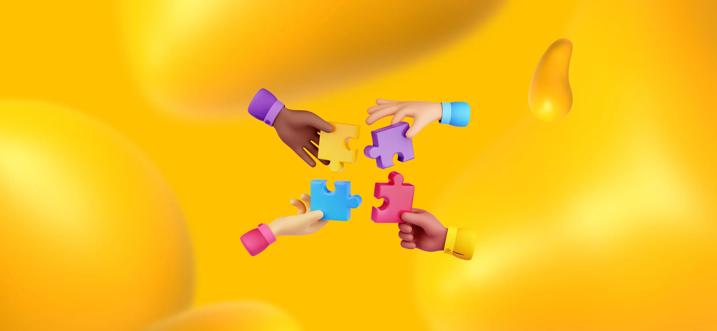 4 hands bring 4 puzzle pieces together in the center. Here are the benefits a design parter brings to the table.