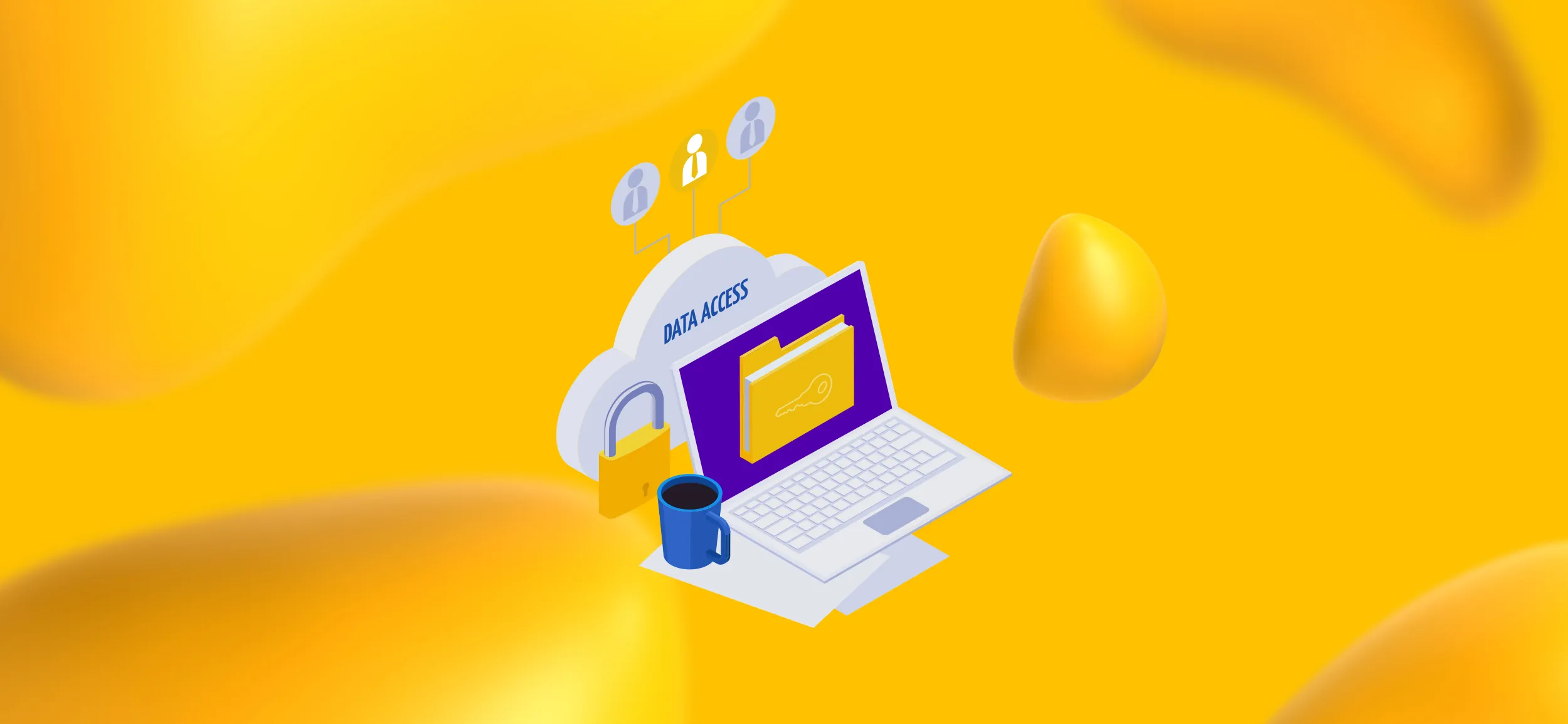 A laptop with a lock by its screen for "Increased focus on data privacy," a cybersecurity marketing trend to know for 2025.