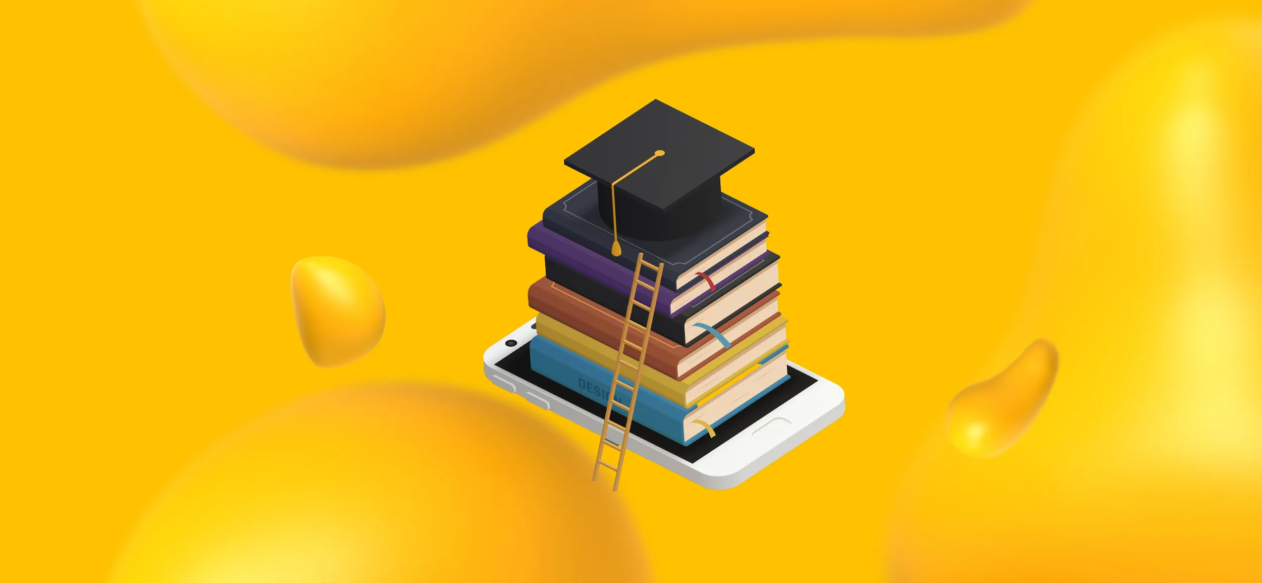 A stack of books with a motorboard hat on top. Here are the top reads for experienced UI/IX designers.