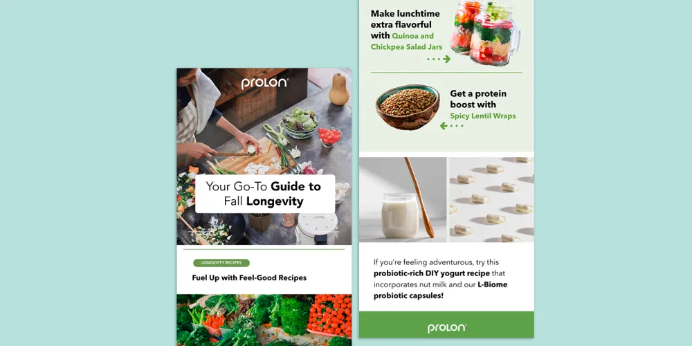 Email design for Prolon, one of Siho's creative projects.