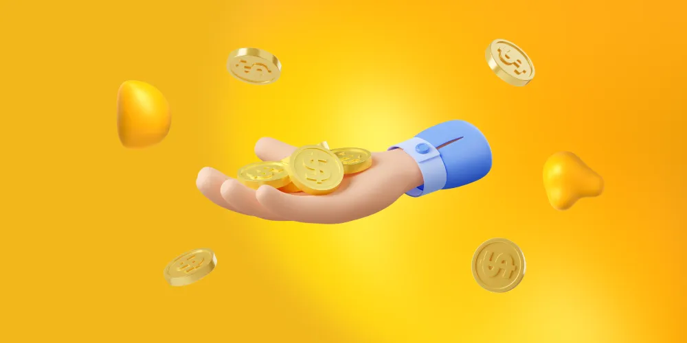A hand catching falling gold coins. Paid ads performance is an area that a marketing audit can help you optimize. 