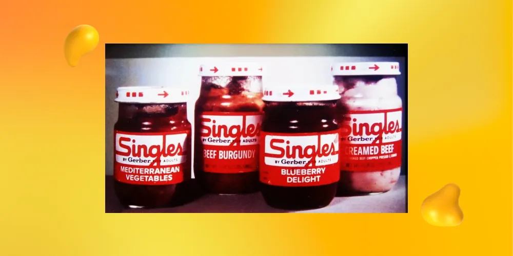 A 1974 ad for Gerber Singles, one of Designity's picks for 13 worst marketing disasters in history.
