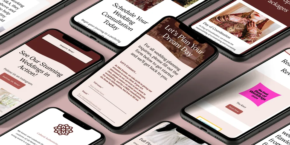 Web design for S&A Events, one of Amena's UI/UX projects.