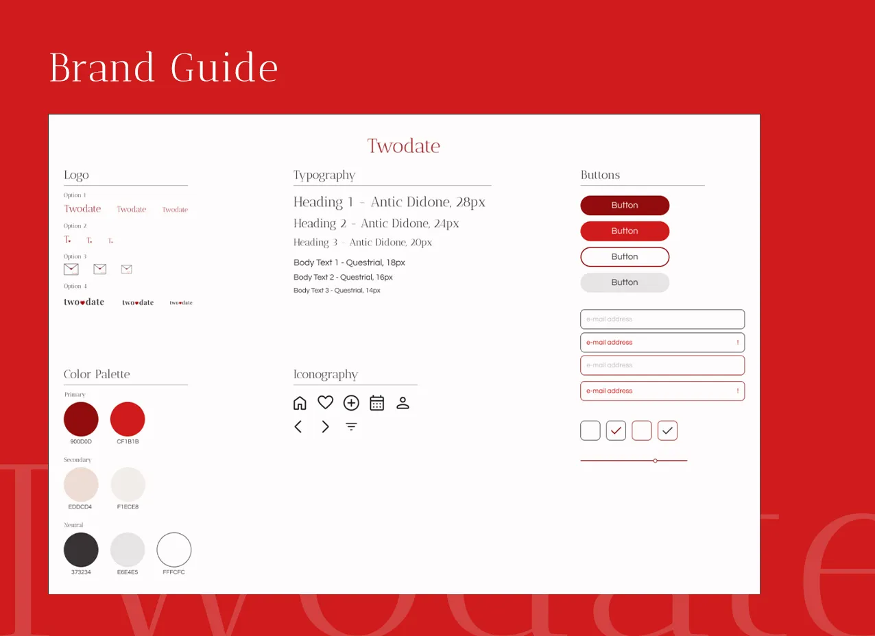 twodate mobile app design and coding by desigity brand guide 