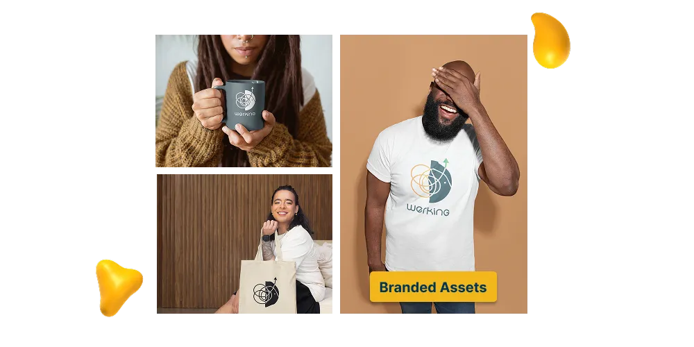 Branded assets featuring variations of Werking Health's new logo system.