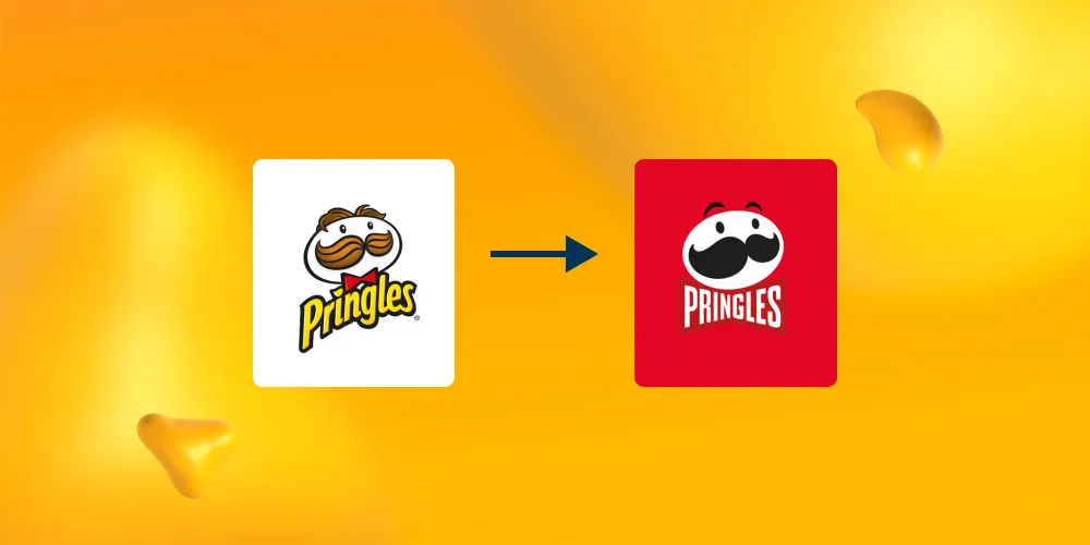 Old and new logo for Pringles.