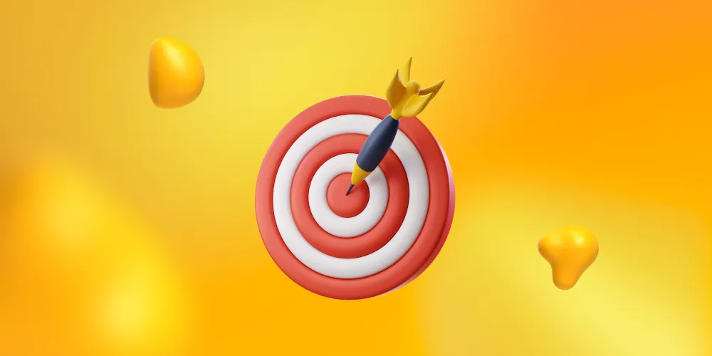 A target with a dart in its bullseye. Writing with clarity and purpose is how you land more copywriting jobs.