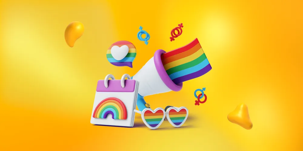 Rainbow-colored marketing elements. The dos and don'ts of Pride Month marketing.