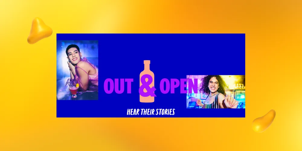 Images of two men featured in Absolut Vodka's "Out and Open" campaign.