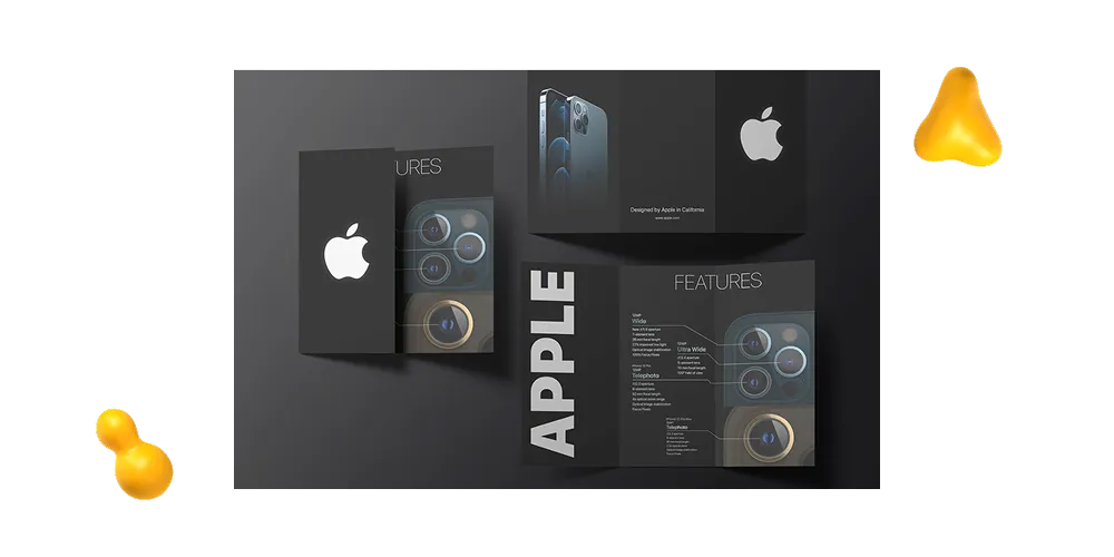 Fold-out product launch brochure from Apple