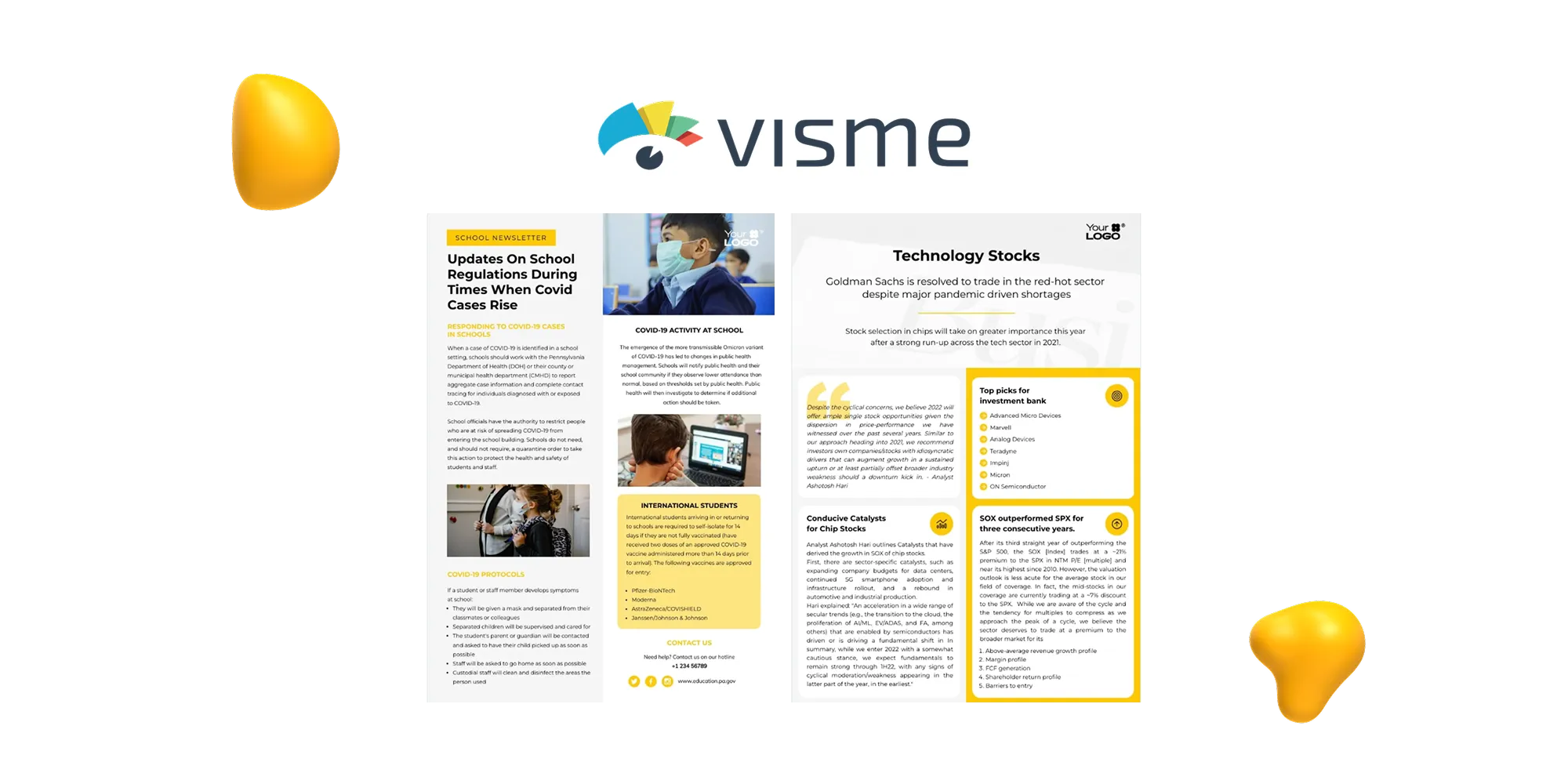 Sample from Visme's newsletter templates
