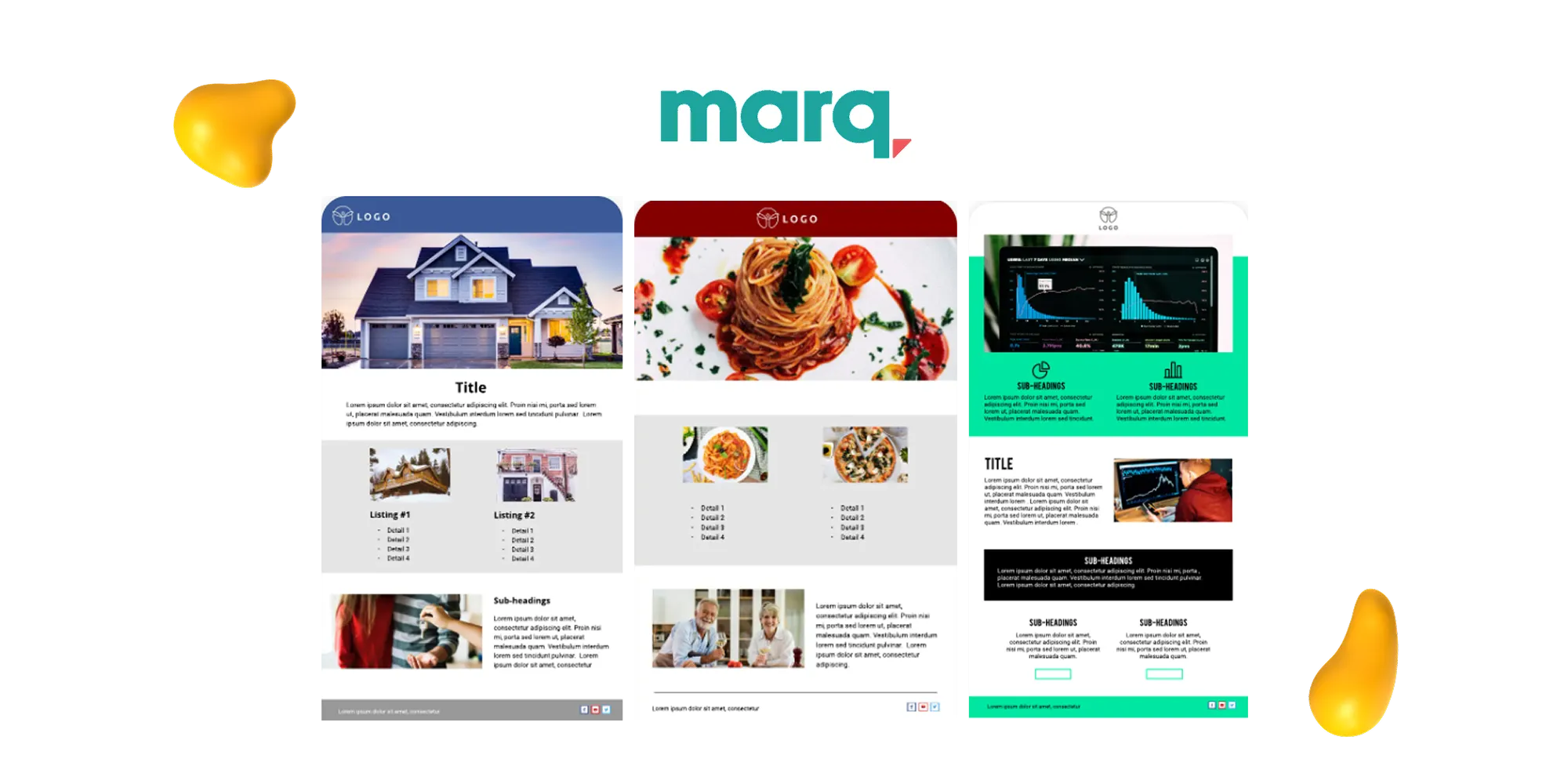 Some of Marq's free newsletter templates