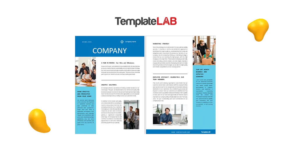 A sample of TemplateLab's free newsletter templates