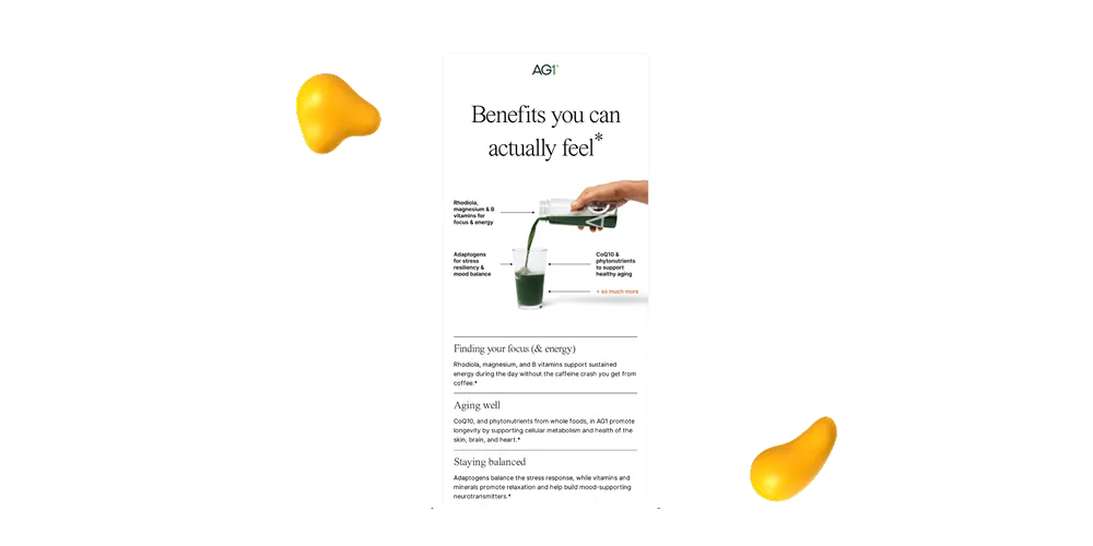 Example of great email design from Athletic Greens