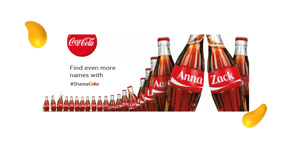 Promotional ad for Coca-Cola's Share a Coke campaign
