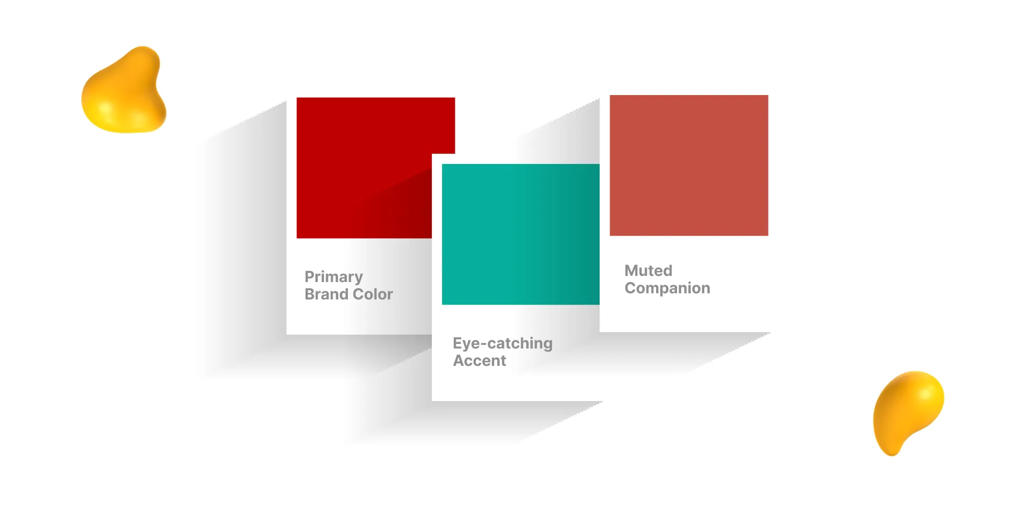 Brand color palette design with a primary red, teal accent, and muted rust companion color swatches for branding and UI