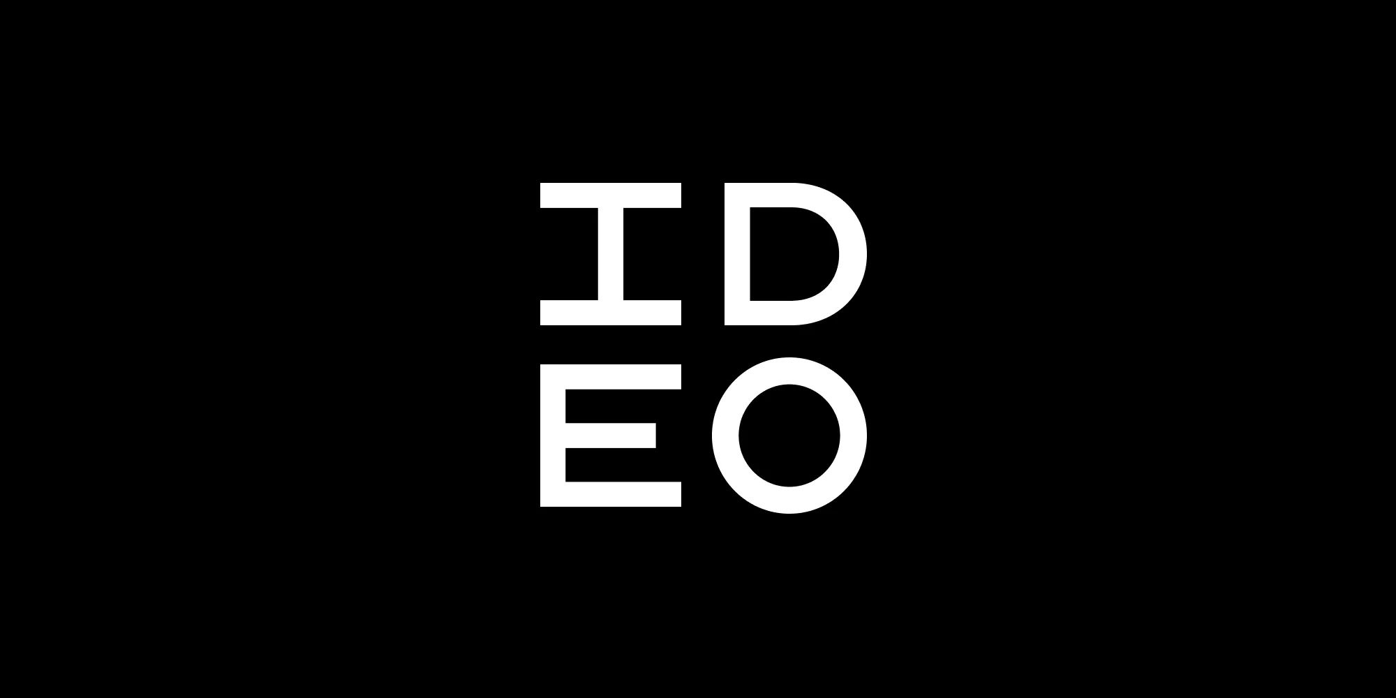 Black and white minimalist IDEO logo for global design and innovation consultancy