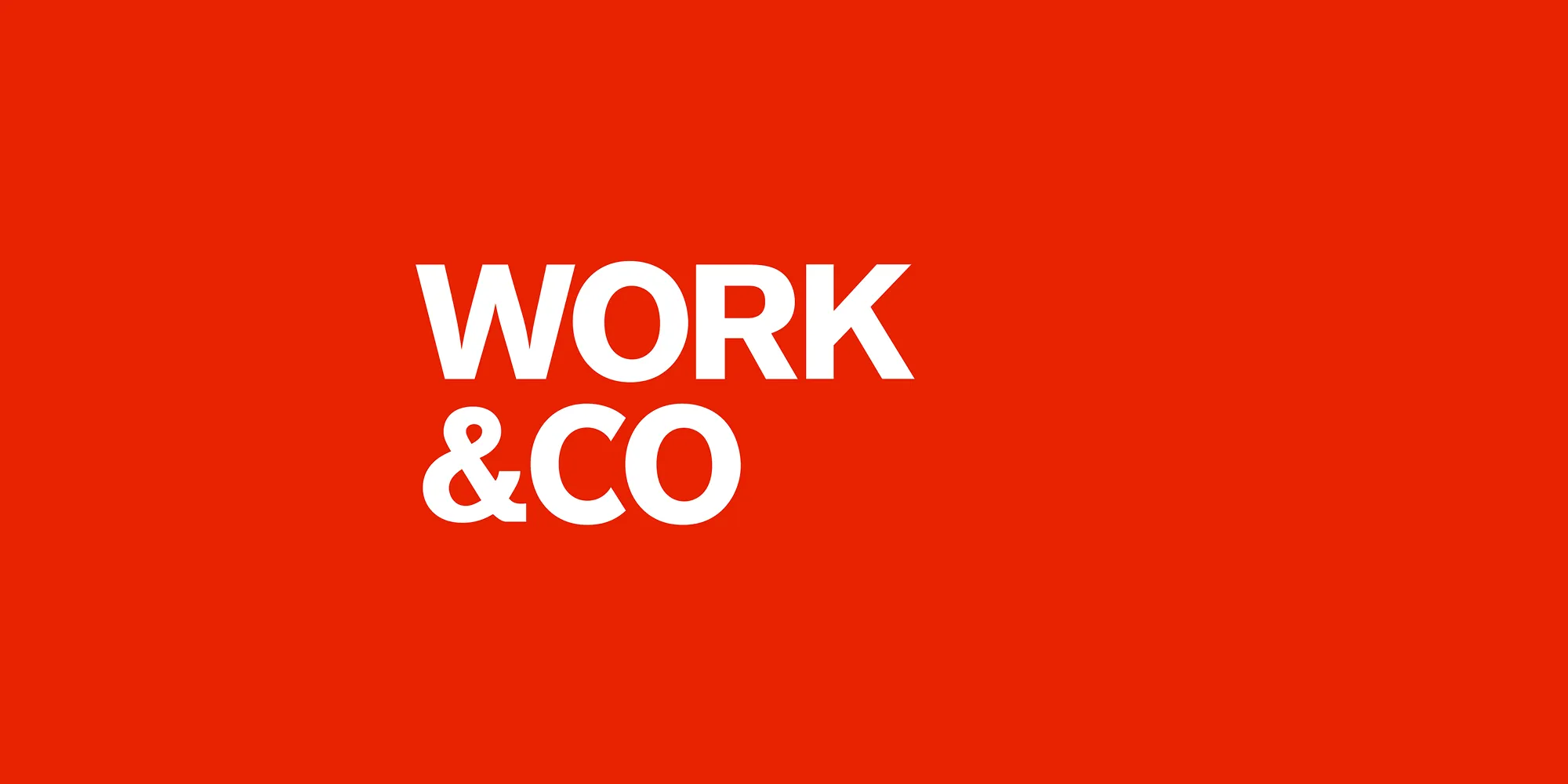 Bold red and white Work & Co logo emphasizing digital product design expertise