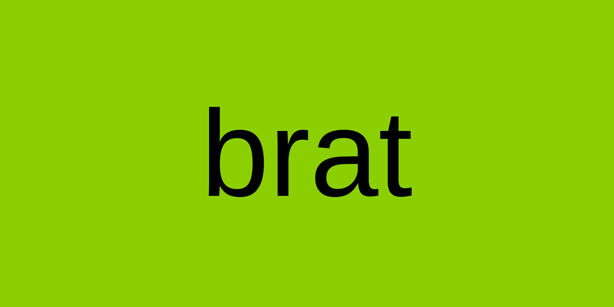 Bright green background with lowercase black “brat” text in a minimalist sans-serif font