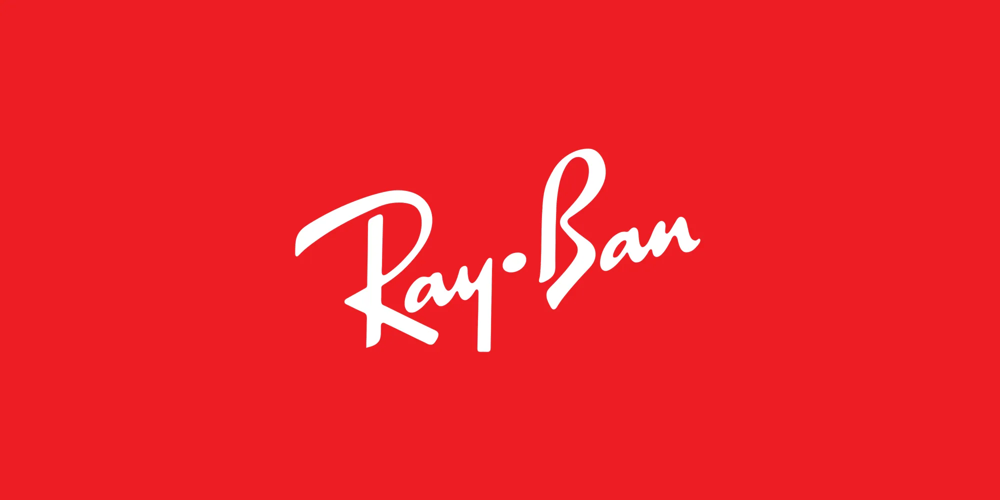 Red Ray-Ban logo featuring bold white script lettering