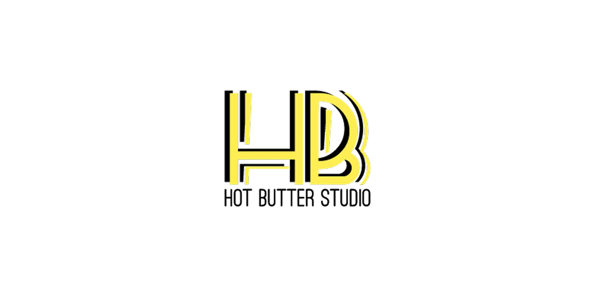 Hot Butter Studio logo with stylized yellow “HB” letters and black outline text.