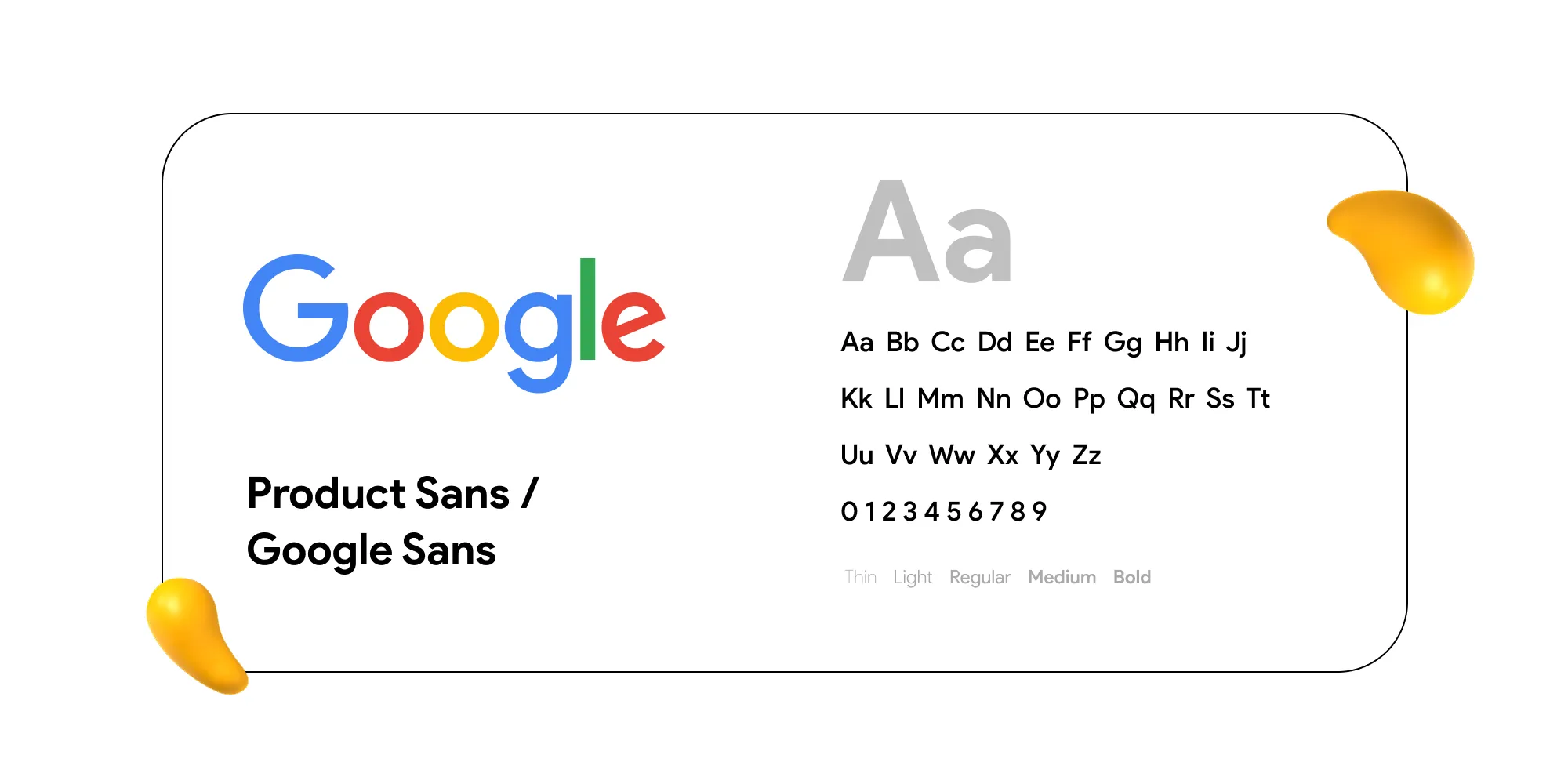 Google Product Sans font sample showing alphabet and numbers