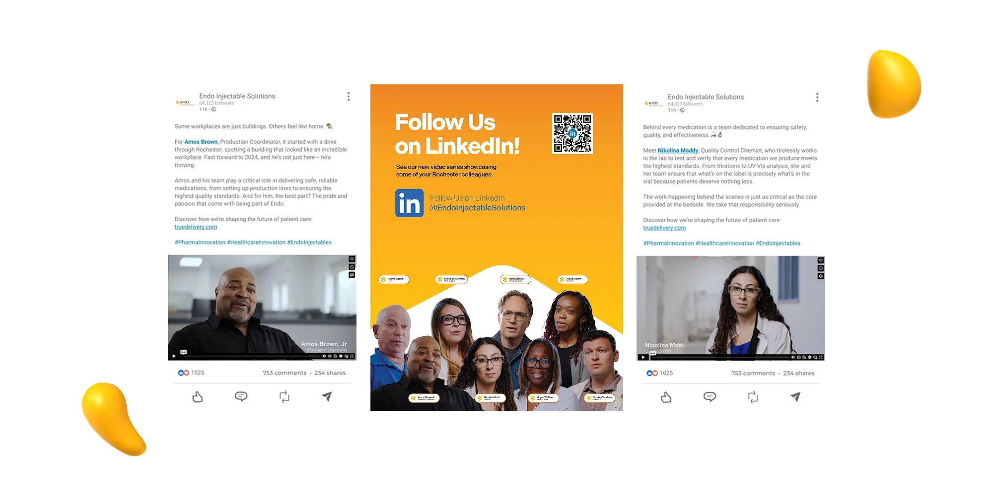 Endo Injectable Solutions LinkedIn employee spotlight and campaign