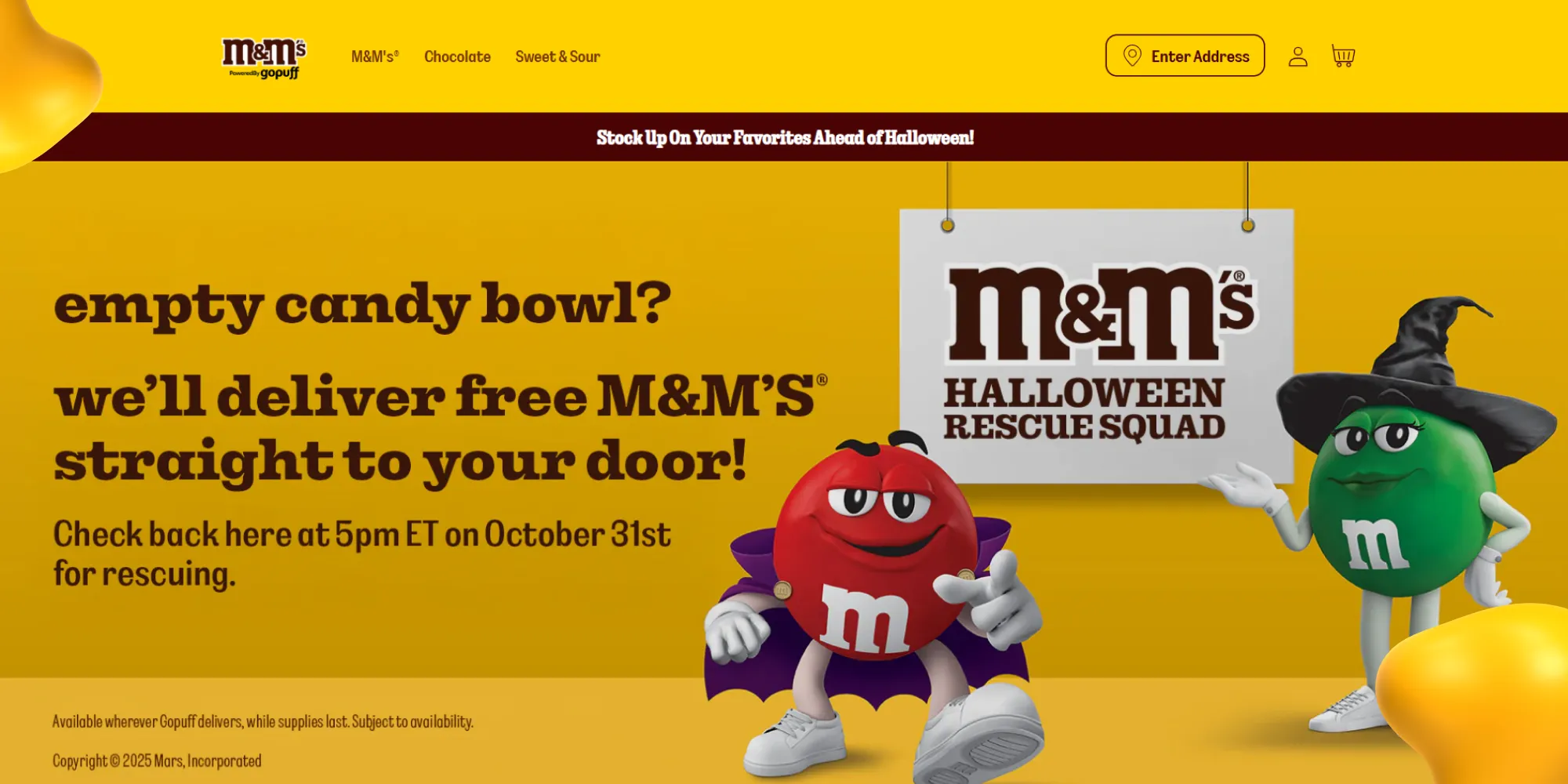 M&M’s Halloween marketing campaign offering on-demand candy delivery through the Halloween Rescue Squad