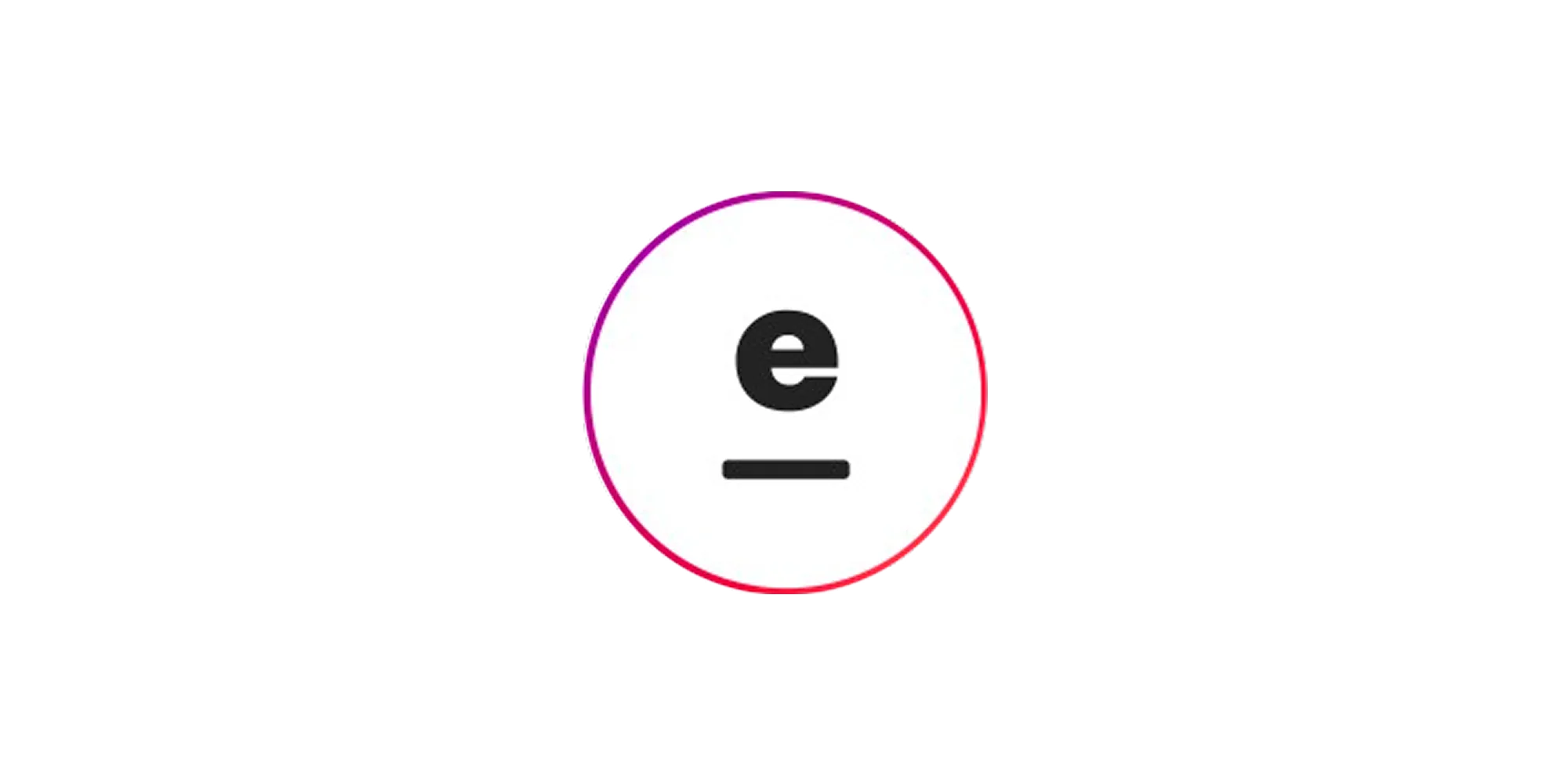 Elevation Marketing logo – Minimal black “e” with an underline inside a gradient pink-and-purple circle.