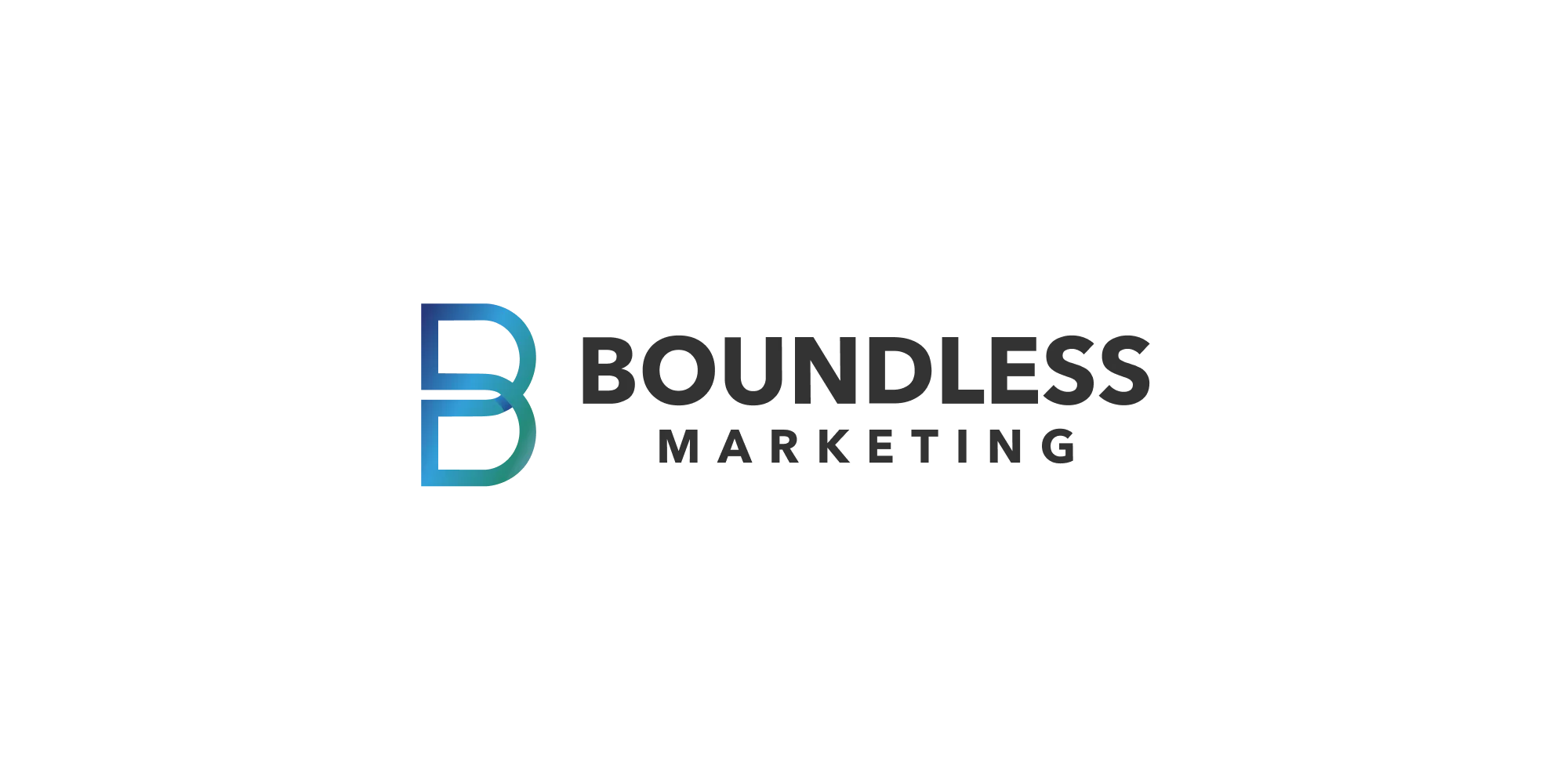 Boundless Marketing logo – Gradient “B” monogram in blue and green next to bold black text “Boundless Marketing.”