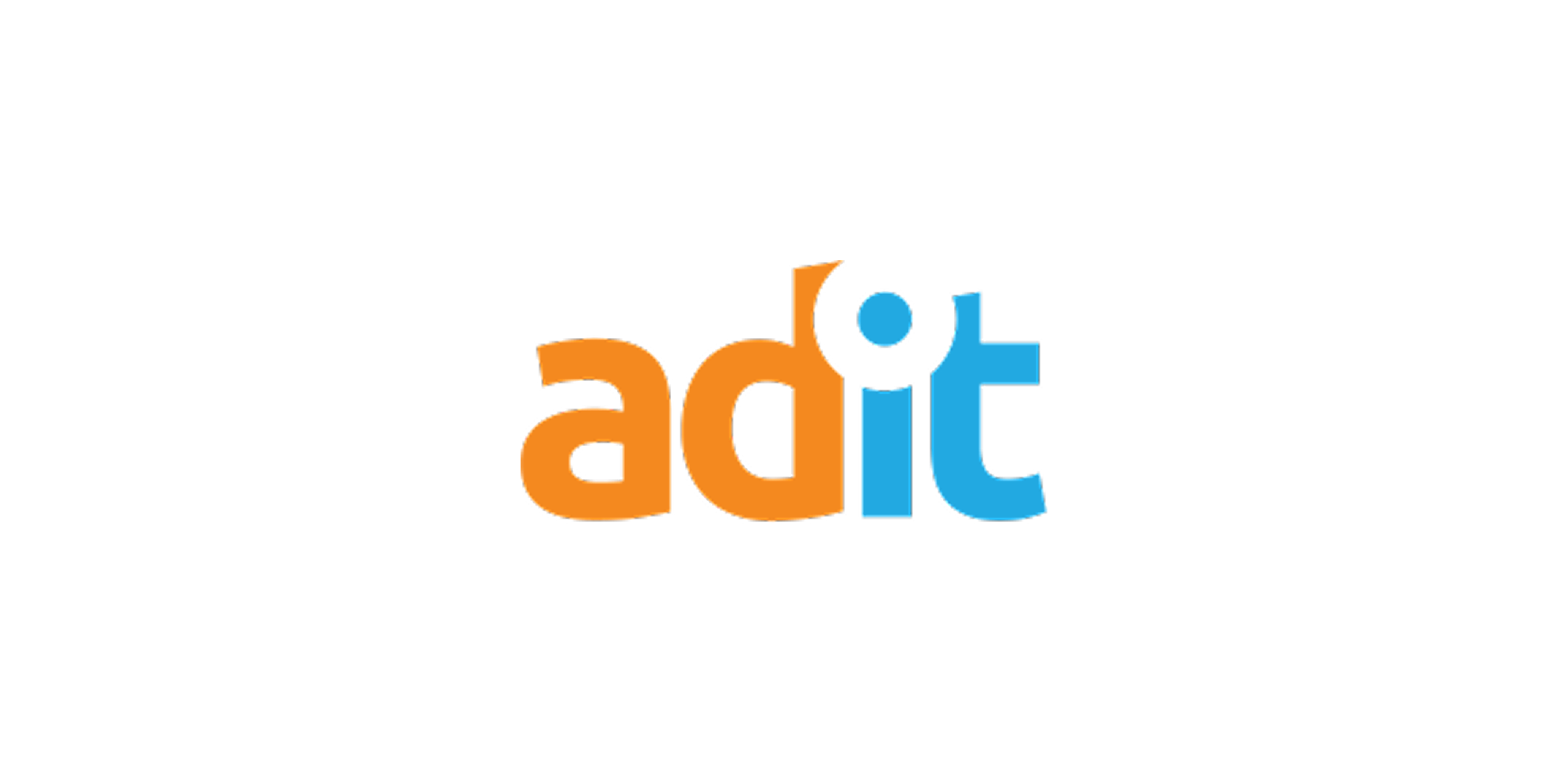 Adit logo – Orange and blue Adit logo, a dental marketing and patient management company.