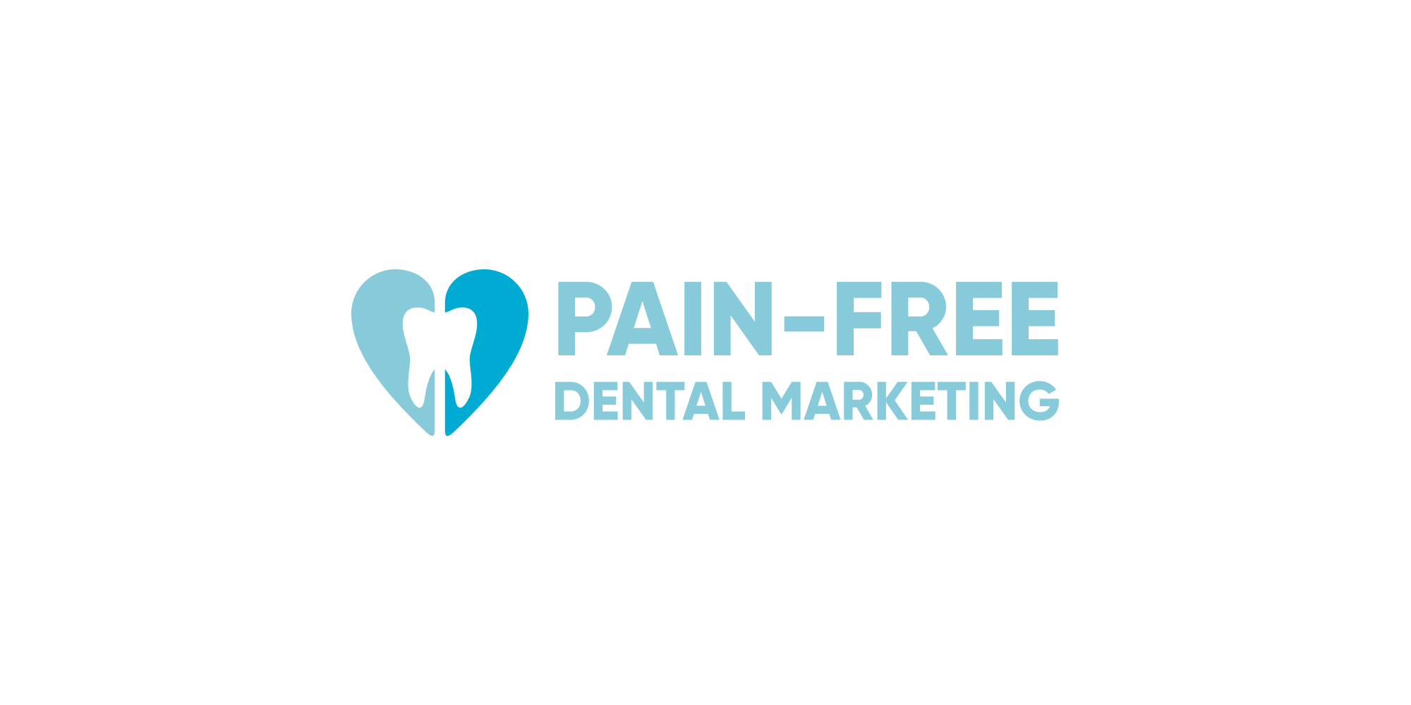 Pain-Free Dental Marketing logo – Light blue Pain-Free Dental Marketing logo featuring a tooth inside a heart.