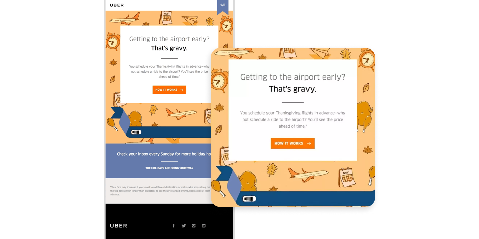 Uber Thanksgiving email campaign using witty ‘That’s gravy’ holiday messaging