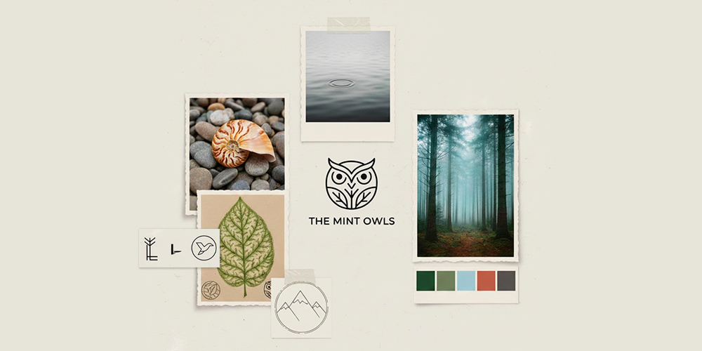 Nature-inspired logo ideas featuring organic shapes, earthy colors, and minimalist brand elements