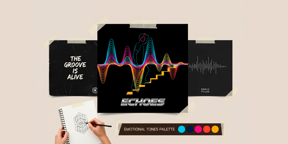 Music and album art–inspired logo inspiration using sound waves, rhythm, color, and emotional visual design