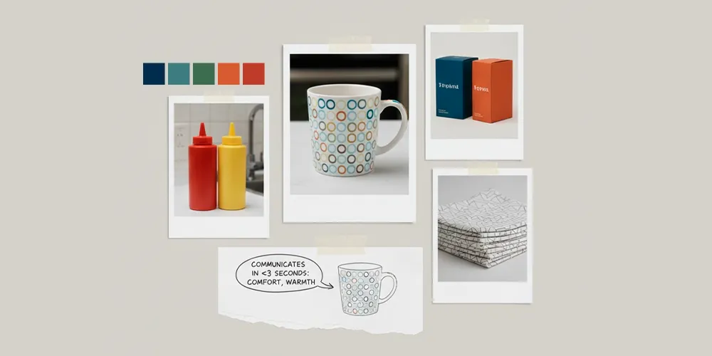 Everyday product design inspiration showing packaging, color palettes, and functional logo ideas