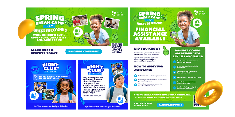 Collage showcasing the flyers Designity created for Right at School's