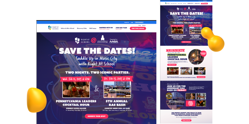 Collage showcasing the landing pages that Designity created for Right at School