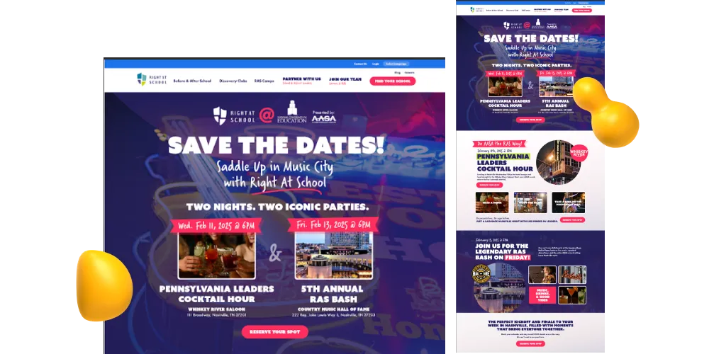 Collage showcasing the landing pages that Designity created for Right at School