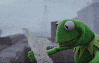Kermit the frog confused looking at a map gif