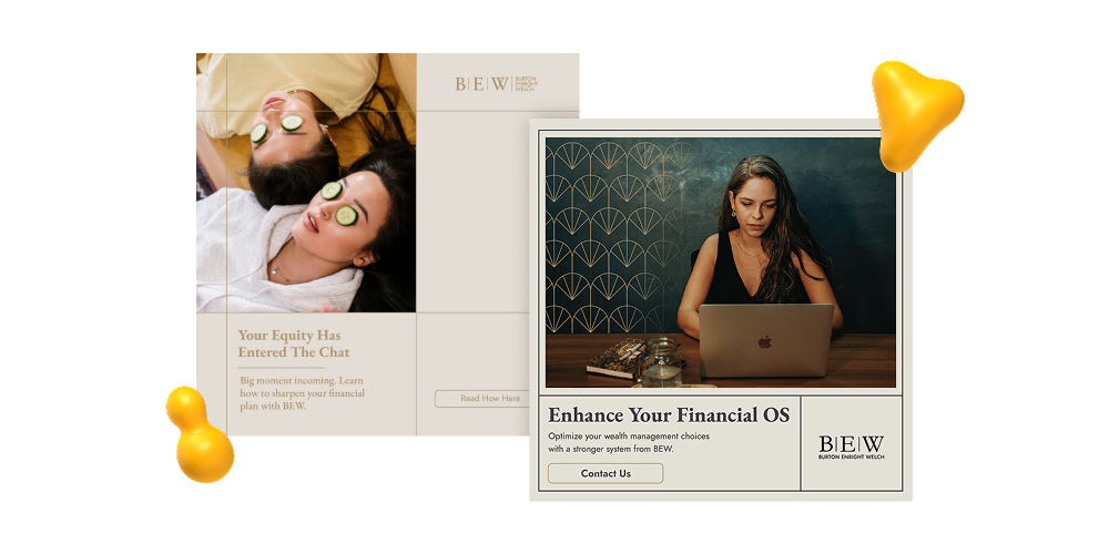 Luxury financial services branding and website design with human-centered lifestyle imagery