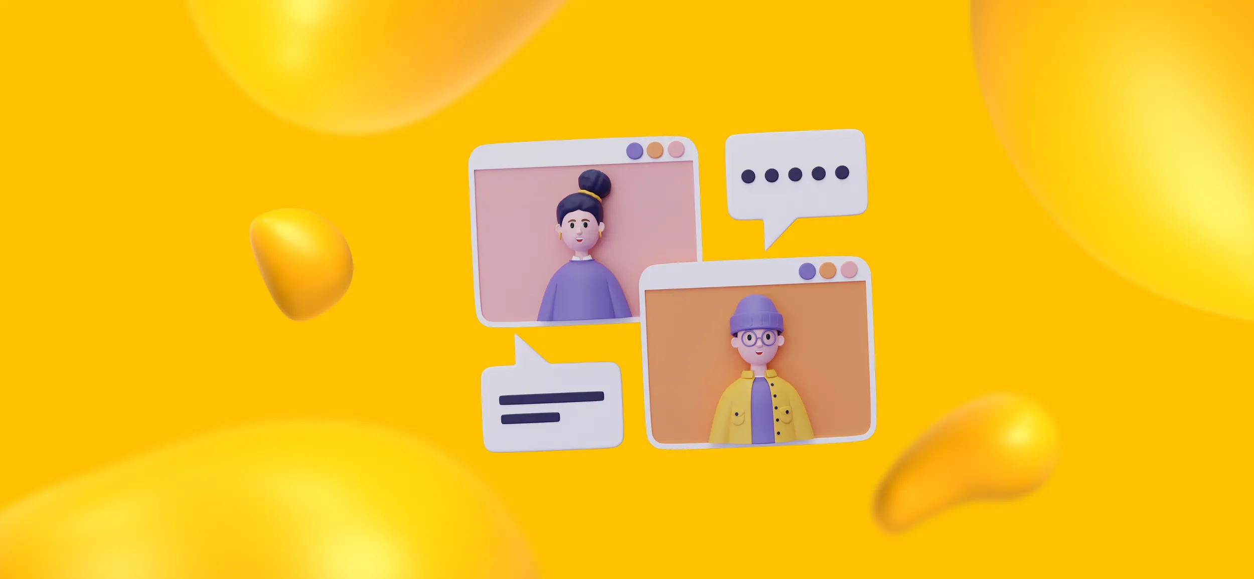 A man and a woman talking through video chat for 'influencers and partnerships,' a cybersecurity marketing trend to know for 2025.