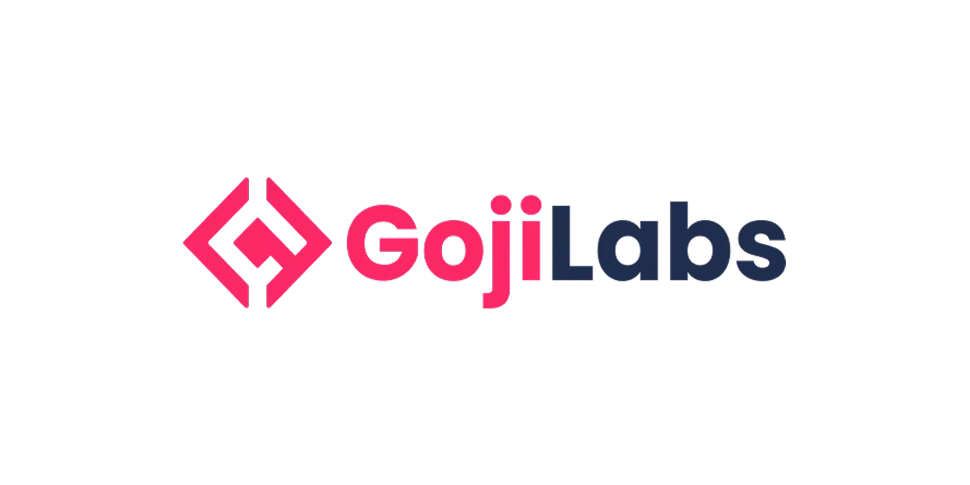 Pink and navy Goji Labs logo for app development and product strategy firm