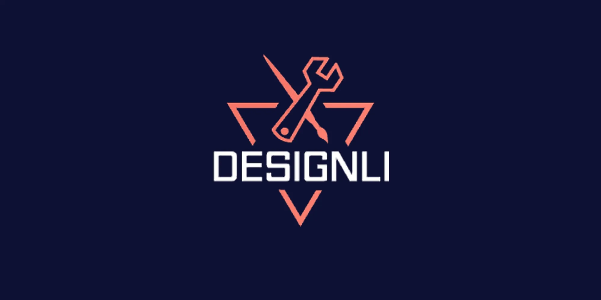 Designli logo featuring wrench and pen graphic in orange triangle, representing app development and design