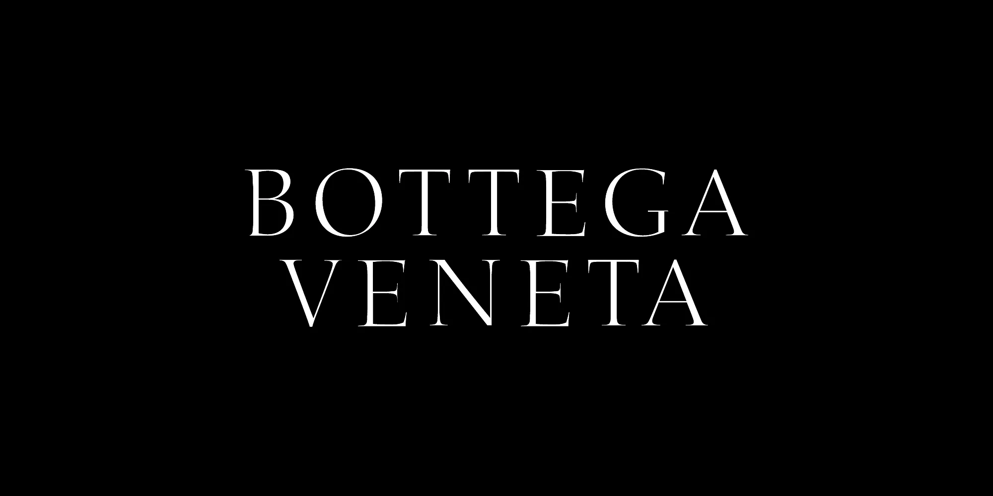 Elegant Bottega Veneta logo with white serif typography on a black background