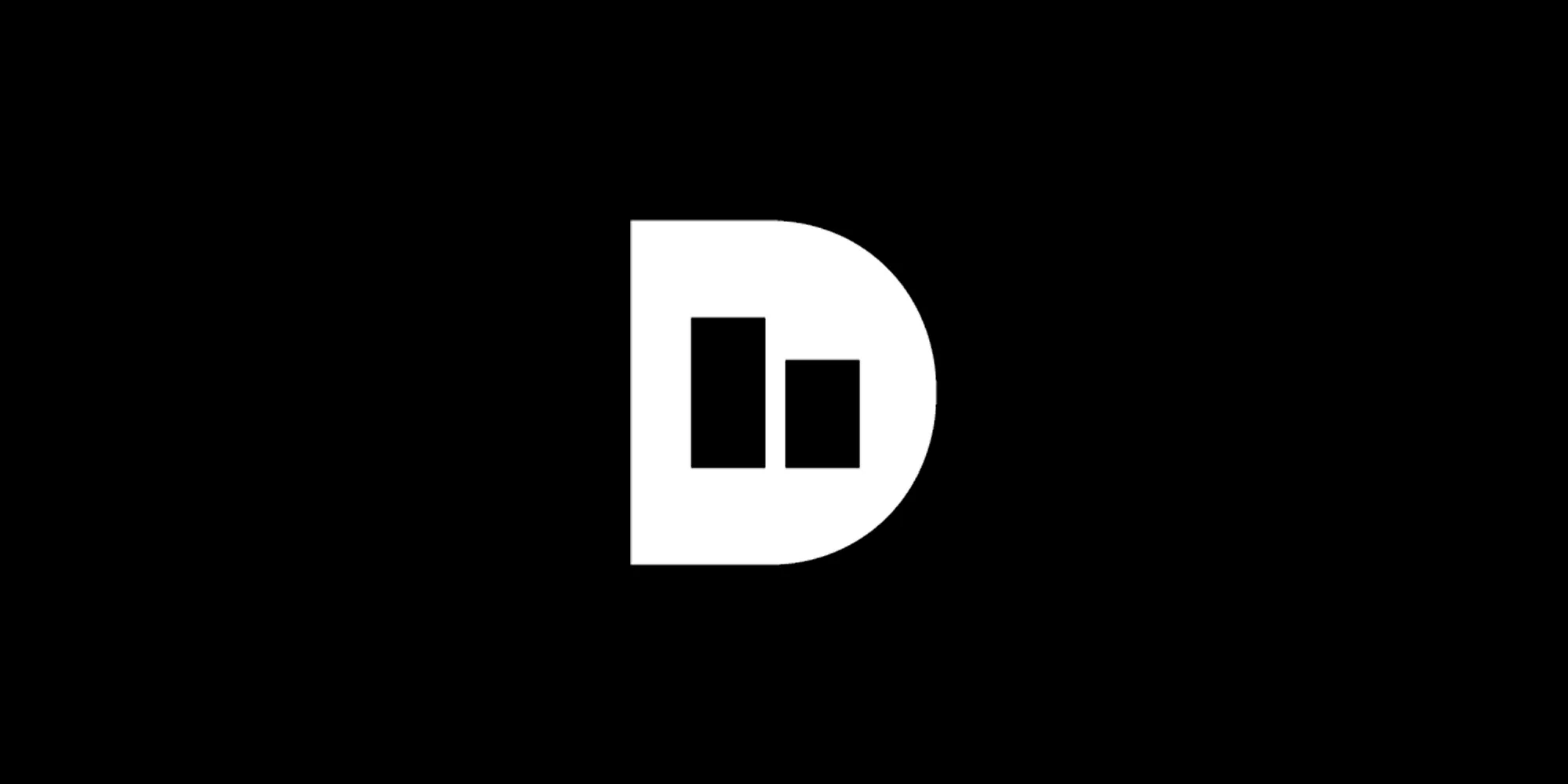 Data Design infographic design agency logo featuring a bold white "D" with bar chart shapes inside on a black background.
