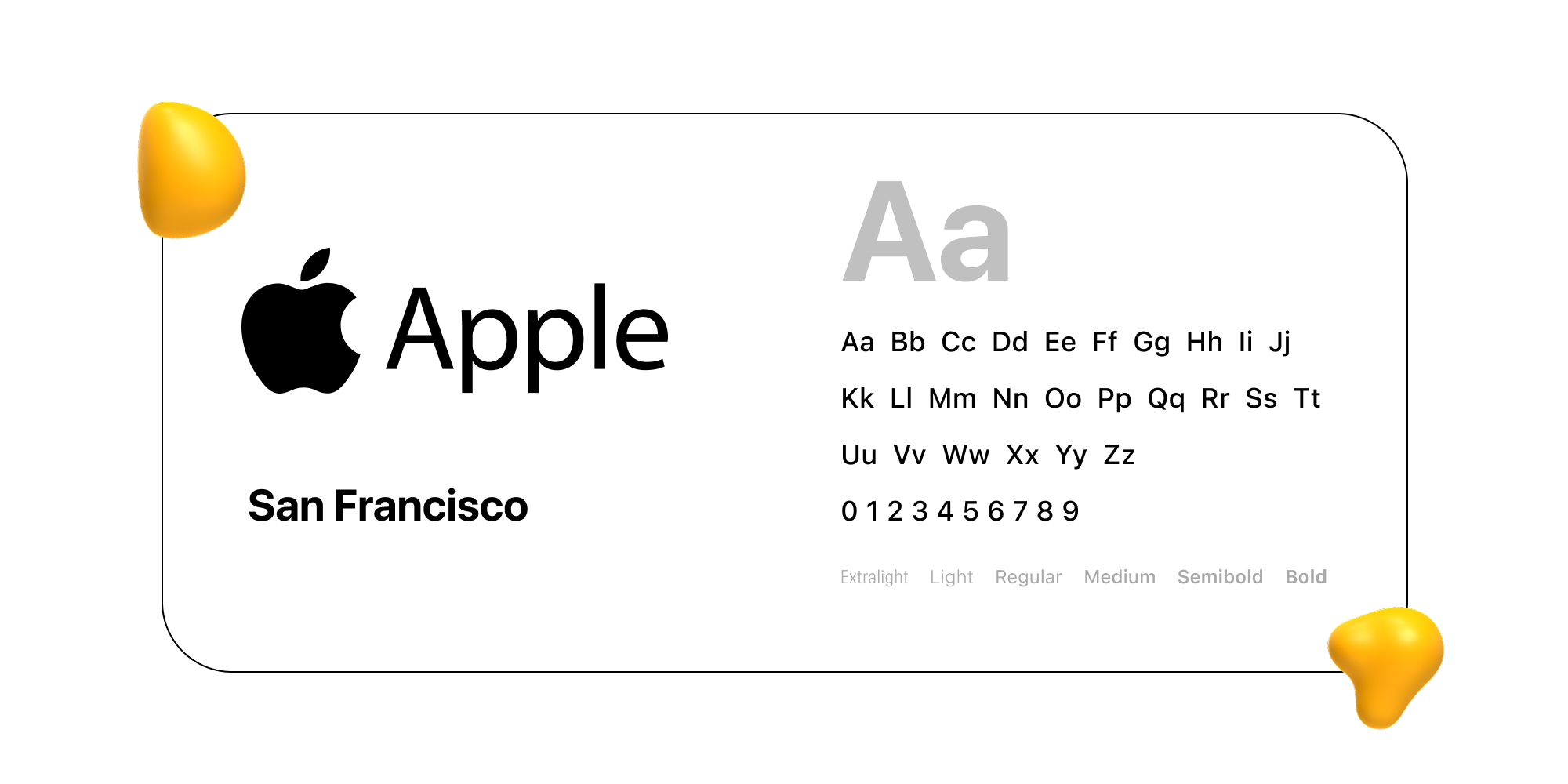 Apple San Francisco font sample with alphabet and numeric set