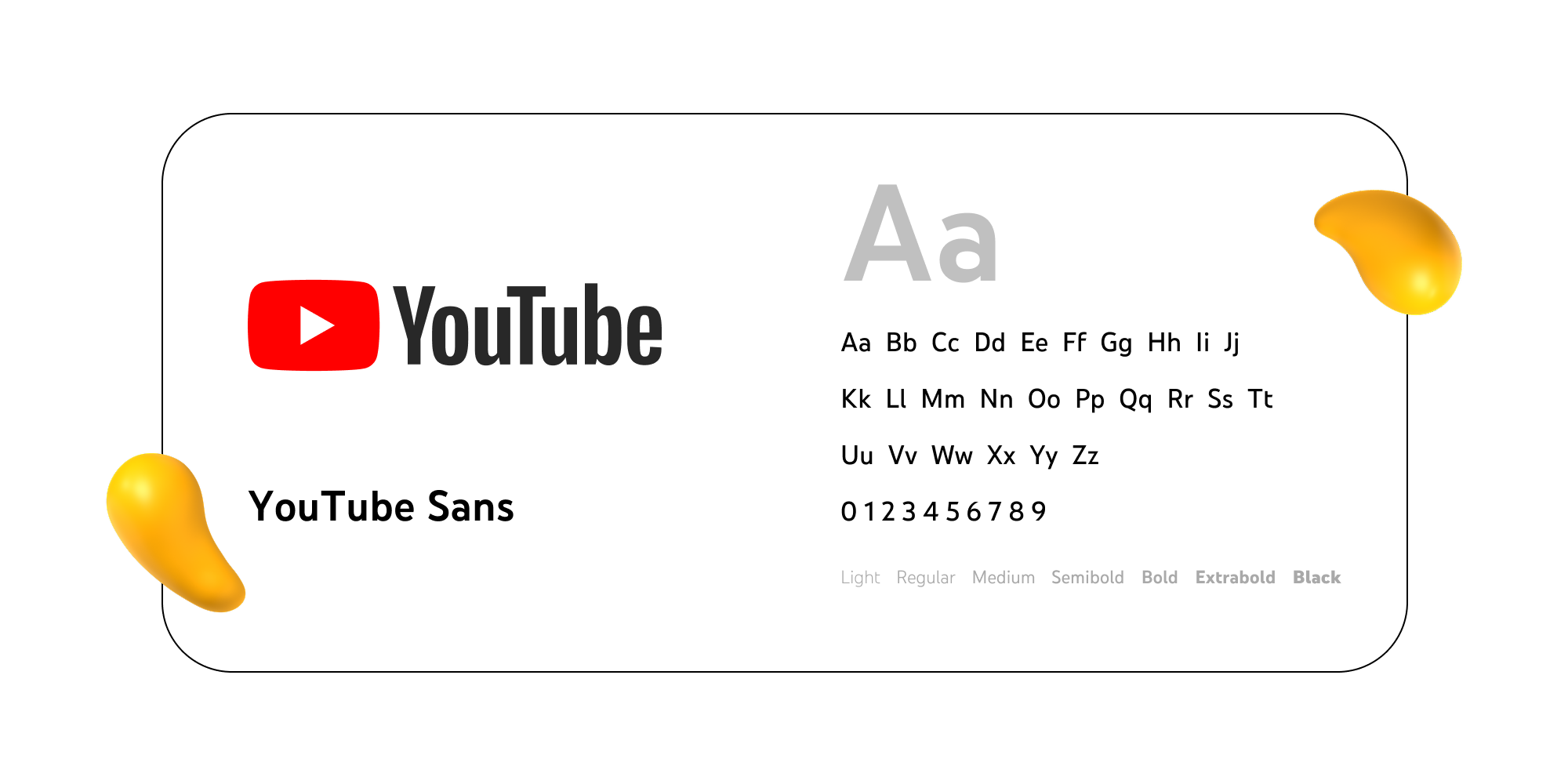 YouTube Sans custom font sample with alphabet and numbers