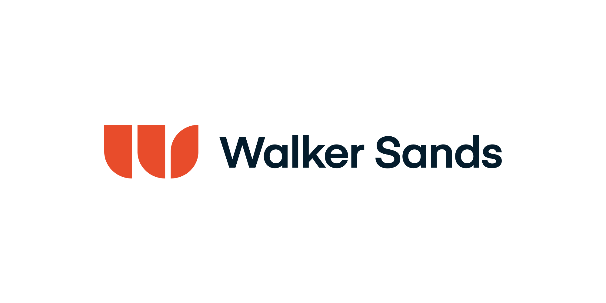 Walker Sands logo – Orange abstract “W” symbol followed by dark blue text reading “Walker Sands.”